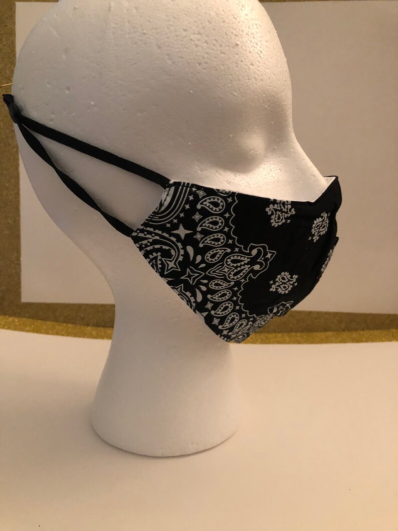 Bandana Face Mask in Black Fashion Face Mask washable Etsy
