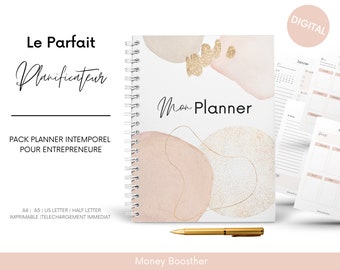 PLANIFICADOR IMPRIMIBLE | Organizador de agenda para mujer | PDF descargable para recargar la agenda en francés| A5| A4|Carta estadounidense| media letra