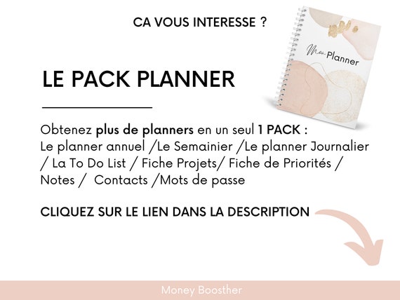 PACK PDF 3 templates : planner, semainier & to do list - design