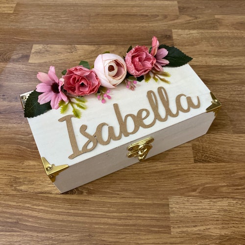 Personalised floral Jewellery box - Any name or numbers • Jewellery • Keepsakes • Memories