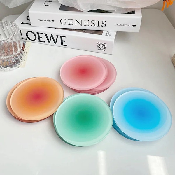 Dessous de verre palette colorée | Dessous de verre cadeau de pendaison de crémaillère | Dessous de verre ronds dégradés Aura | Cadeau pour elle | Cadeau pour lui | Cadeau pour maison neuve