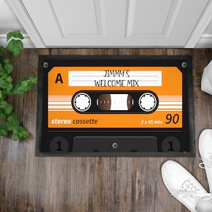 Personalised Welcome Mix Doormat/Mix Tape Design Doormat/Cassette Design Doormat/Funny Doormat/Music Lover Gift/Fathers Day /New Home Gift