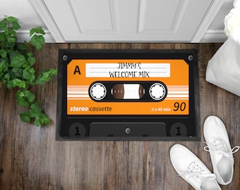 Personalised Welcome Mix Doormat/Mix Tape Design Doormat/Cassette Design Doormat/Funny Doormat/Music Lover Gift/Fathers Day /New Home Gift