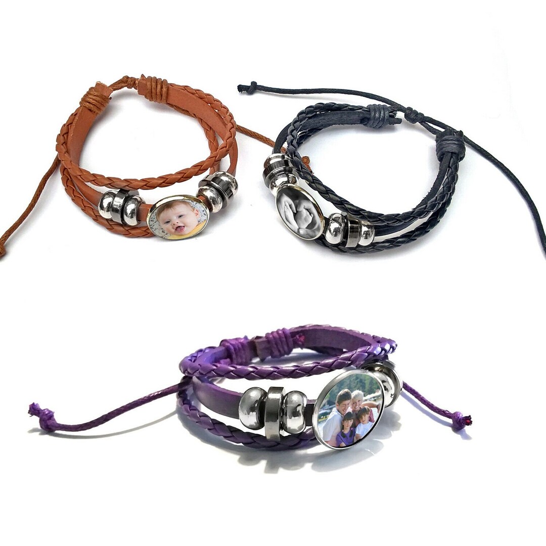 Personalized Photo Leather Bracelet/ethnic Style Photo Rope Bracelet