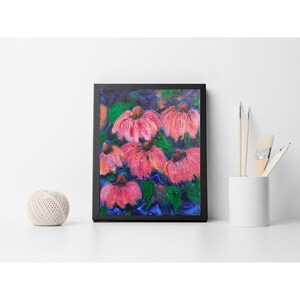 Textured Cone Flower Finger Painting  8x10 Original Acrylic Painting By Jamie Anderson