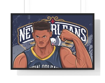 Incorniciato Zion Williamson New Orleans Pelicans Cartoon Poster Art