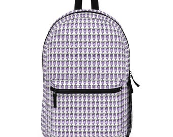 Lavender Geometric Repeat Pattern Backpack | Purple Houndstooth-Inspired Print