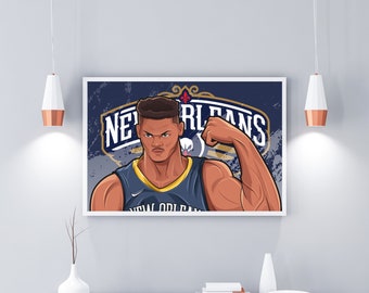 Zion Williamson New Orleans Pelicans Cartoon Canvas Art