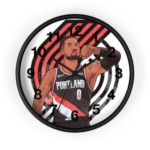 Portland Trailblazers Jersey Player Illustration Wall Clock | Basketball Fan Decor
