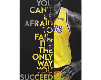 Lebron James Lakers 6 Failure Motivational Quote Canvas Poster Wall Art | Matte Stretched Canvas