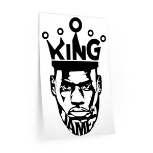 King Lebron James Los Angeles Lakers Word Art Minimalist Black & White Wall Decal