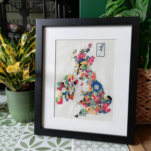 UK & Ireland County Flag Map - Counted Cross Stitch PDF Pattern