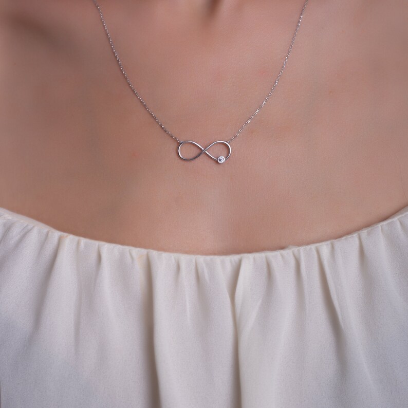 925 Silver \u0130nfinity Designed Necklace High Quality Pendants Chain Gift Zircon Stone For Women Girls Jewellery Accessory
