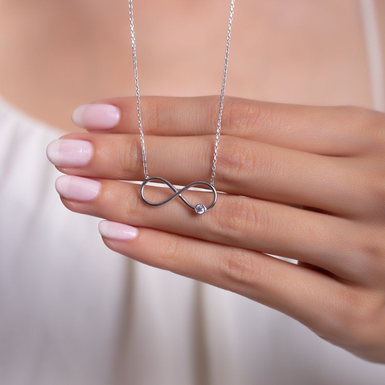925 Silver \u0130nfinity Designed Necklace High Quality Pendants Chain Gift Zircon Stone For Women Girls Jewellery Accessory