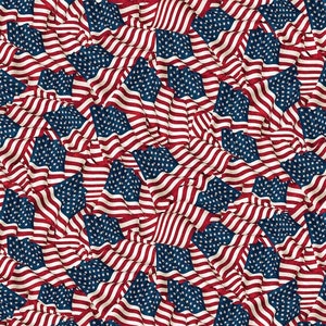 Northcott - Stars & Stripes - Waving Flags - Navy/Multi - Cotton Fabric By The Yard or Selected Length -24284-49