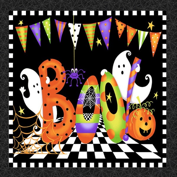 Henry Glass - Boo Glow - 24" x 43" Ghost Panel - GLOW in the DARK - Cotton Panel 254PG-93