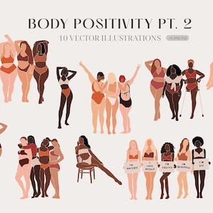 Body Positive Women Clipart - SVG, AI, PNG - Arte Astratta, Vettoriale - Uso Personale