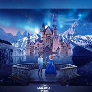 Die Eiskönigin, Schloss Digitaler Hintergrund, Digitaler Hintergrund, für Composite Photoshop, Prinzessin, Winter, Schneeberg, Frozen Thema.