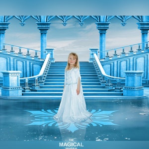 Frozen, Ice Castle Digital Background, Digital Backdrop, for Composite Photoshop, Staircase, Winter, Princess, Frozen theme.