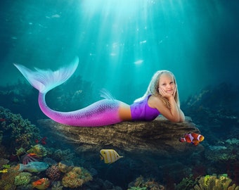 Fondo digital de sirena, tema submarino (descarga digital)
