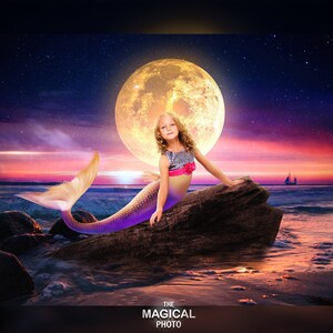 Mermaid Digital Background, Digitale Kulisse, für Composite Photoshop, Meerjungfrau Thema.