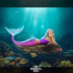 Fondo digital de sirena, Telón de fondo digital, para Photoshop compuesto, tema sirena.