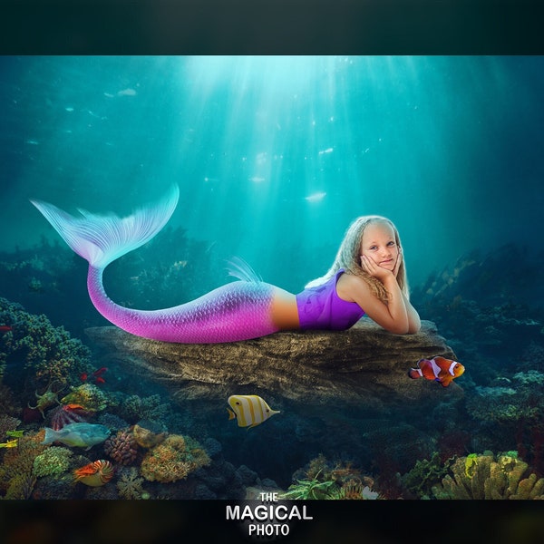 Mermaid Digital Background, Digital Backdrop, for Composite Photoshop, Mermaid theme.