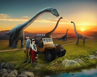 Dinosaur, Mamenchisaurus Digital Background, Digital Backdrop, for Composite Photoshop, Jurassic, Animal, Dinosaur theme.