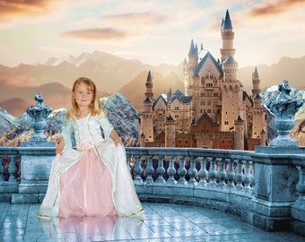 Princess Castle Digital Background, Digital Backdrop, for Composite Photoshop, Photography, Fantasy, Fairytale, Winter, Princess theme.