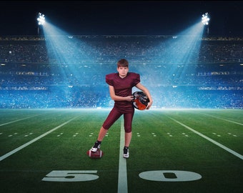 Football Digital Background, Digital Backdrop, Photography, for Composite Photoshop, Field, Stadium, Sports theme.