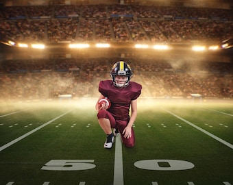 Football Digital Background, Digital Backdrop, Photography, for Composite Photoshop, Field, Stadium, Sports theme.
