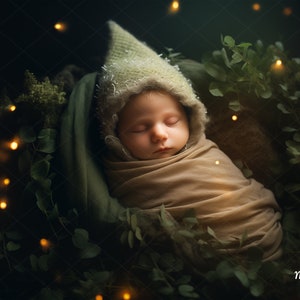 Newborn Digital Background, Digital Backdrop, Add Face Photo Prop Composite, Face insert, Baby, Photography, Fairy tale, Natural theme.