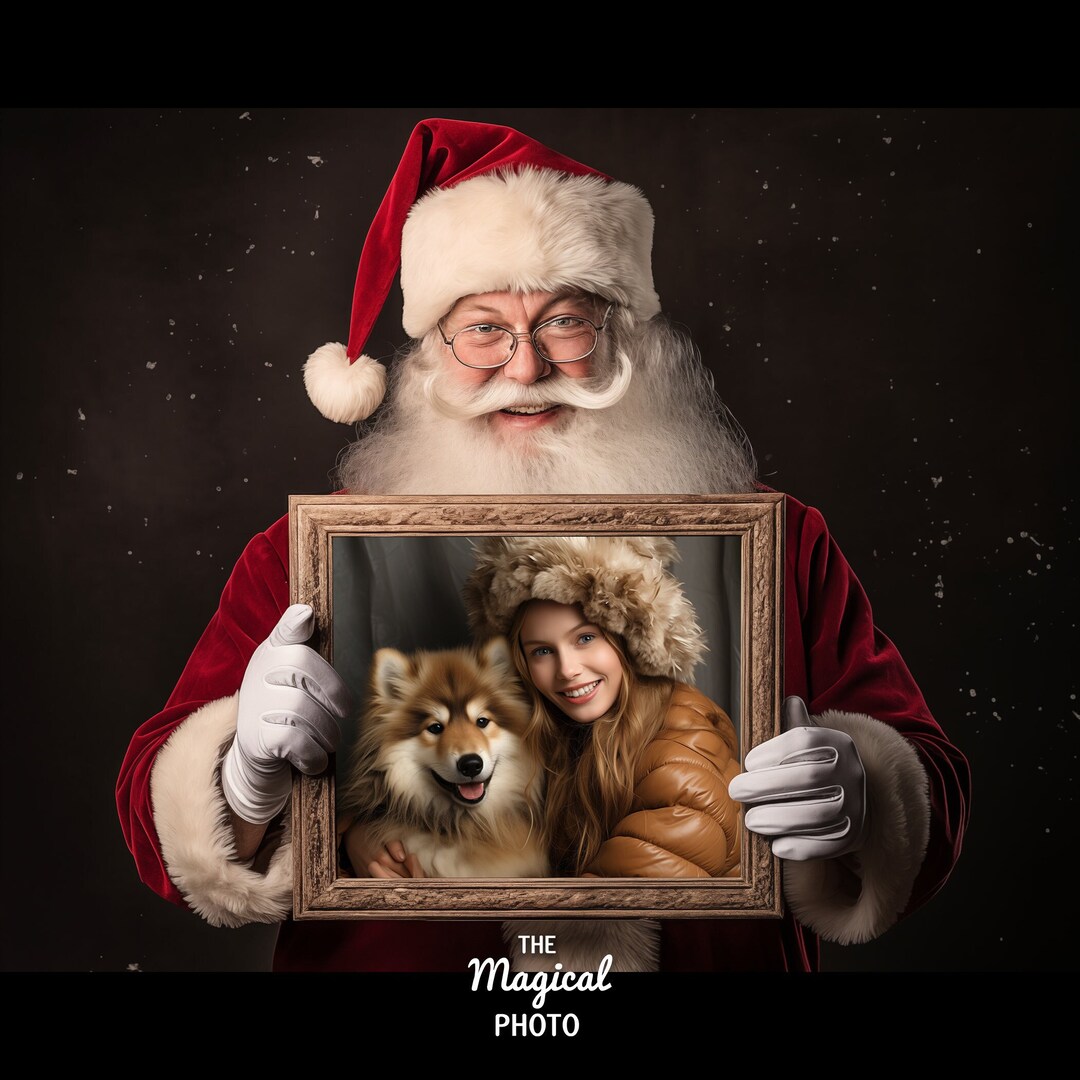 Santa Frame Background Santa Holding a Frame Photography, Christmas Digital Background ...