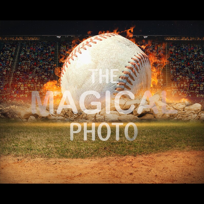 Baseball on Fire Digital Backdrop, Sports Photography (digital Download ...