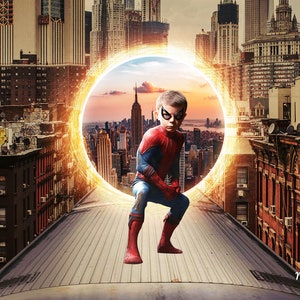 Superhero, Multiverse, Digital Background, Digital Backdrop, for Composite Photoshop, City, Train, Cosplay, Building, Superhero theme.