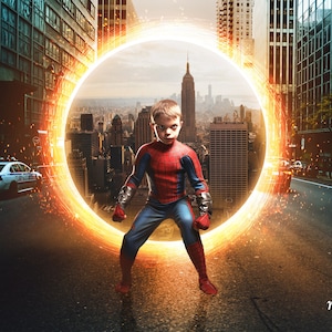 Superheld, Multiverse, Digitaler Hintergrund, Digitaler Hintergrund, für Composite Photoshop, Overlay, Stadt, Portal, Superhero-Thema.