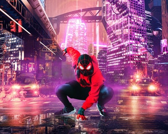 Superhero Night City Digital Backdrop, Photoshop Composite (Digital Download)