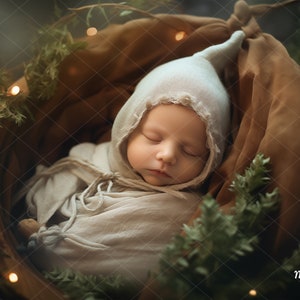 Newborn Digital Background, Digital Backdrop, Add Face Photo Prop Composite, Face insert, Baby, Photography, Fairy tale, Natural theme.