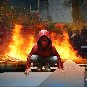 Superhero Digital Background, Digital Backdrop, for Composite Photoshop, City, Building, Fire, Superhero theme.