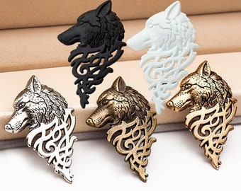 Round Metal Tie Tack Hat Lapel Pin Brooches Cool Wolf Couple Wolf Jewelry Loyalty Wolves Banquet Badge Enamel Pins Trendy Accessory Jacket T-Shirt 