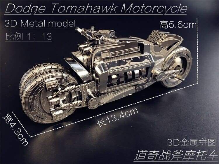 3D Metal Laser-cut Concept Motorcycle Model in the style of a Dodge Tomahawk 