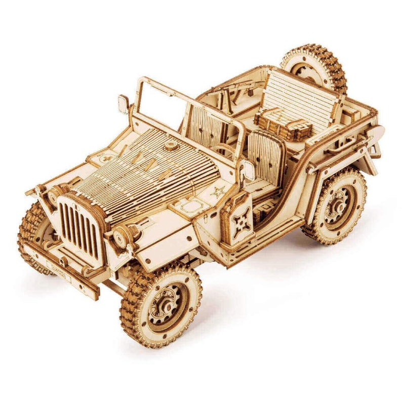 JEEP Wooden Model Kit Army Field Car 3D LaserCut al estilo de Etsy
