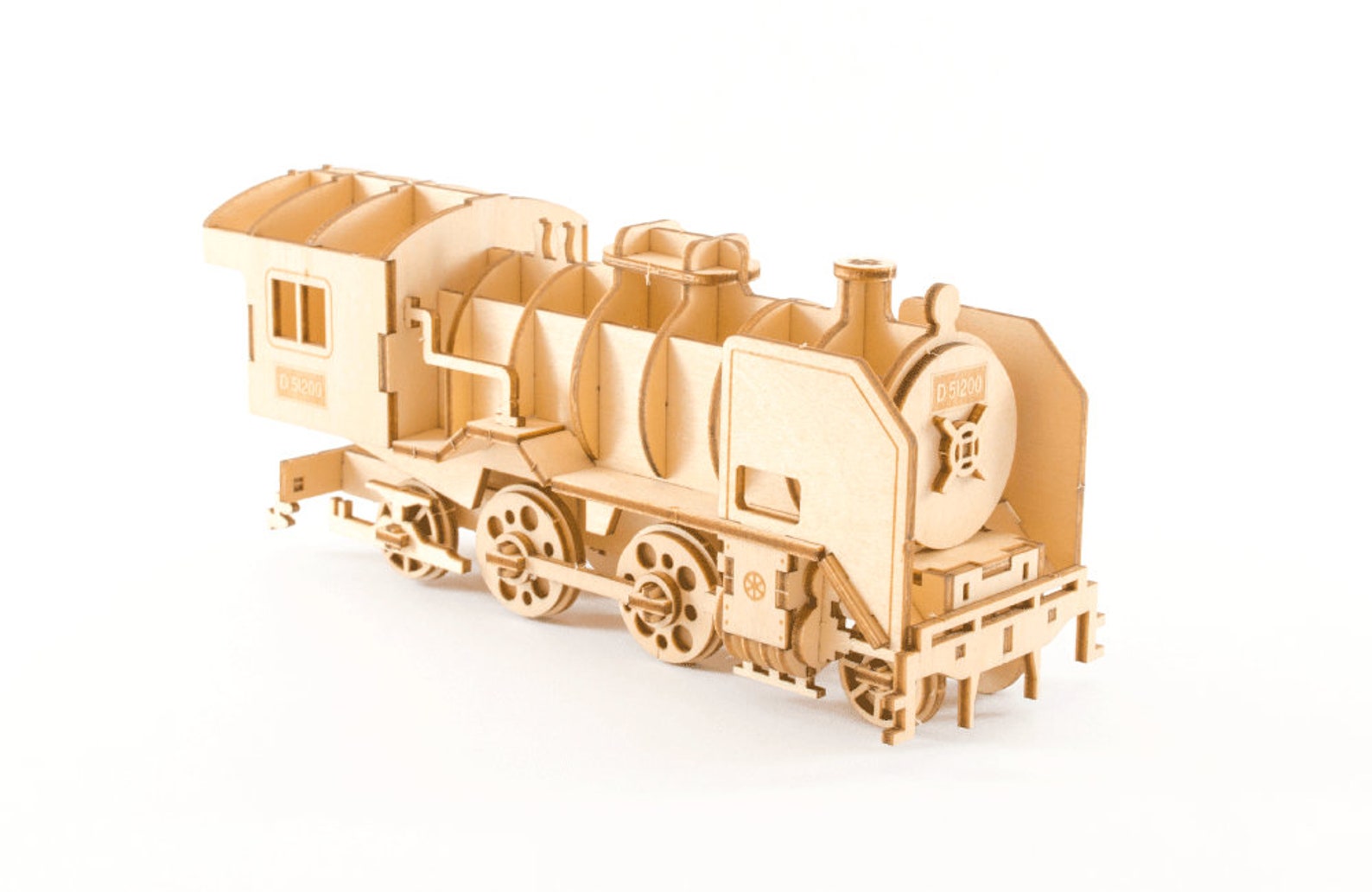 Steam Train Wooden Model Kit LaserCut Puzzle DIY Etsy