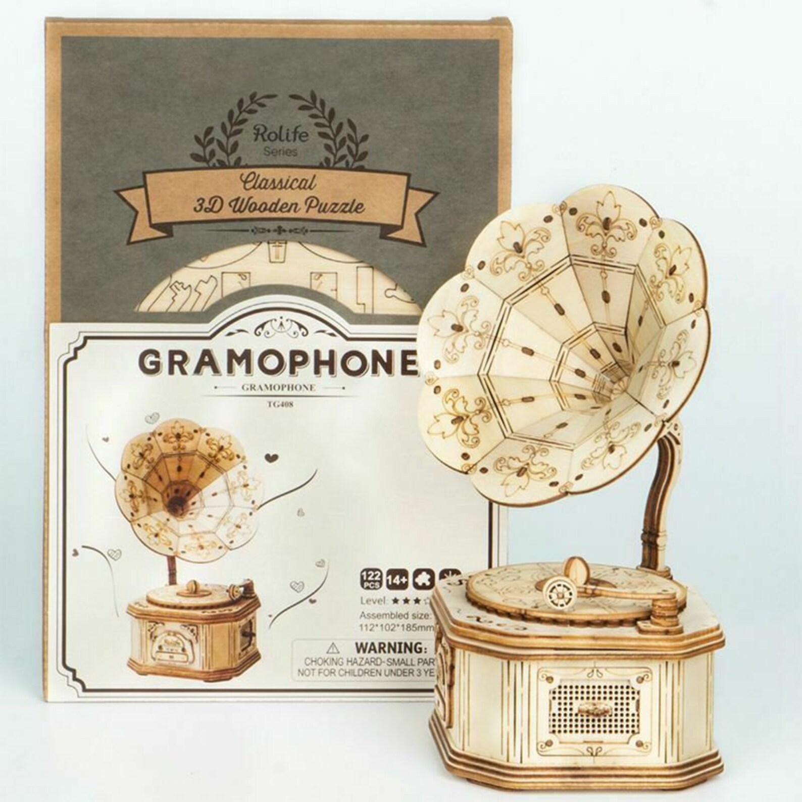 Gramophone Wooden Model Kit Vintage Style 3D Laser Cut Etsy
