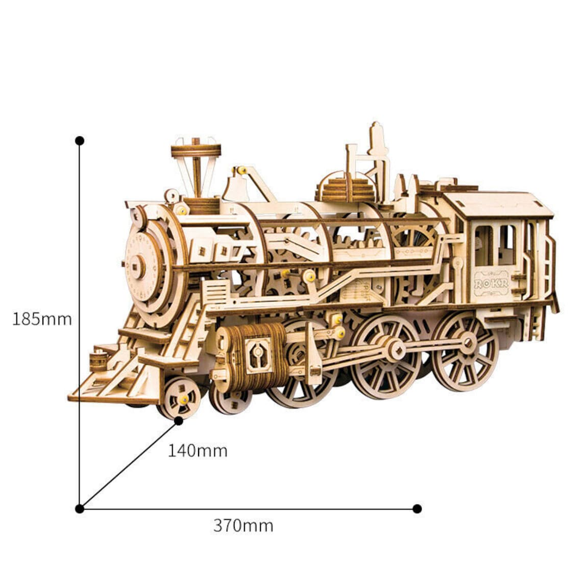 Wooden Train Model Kit Working Spring Drive Laser Cut Toy Etsy