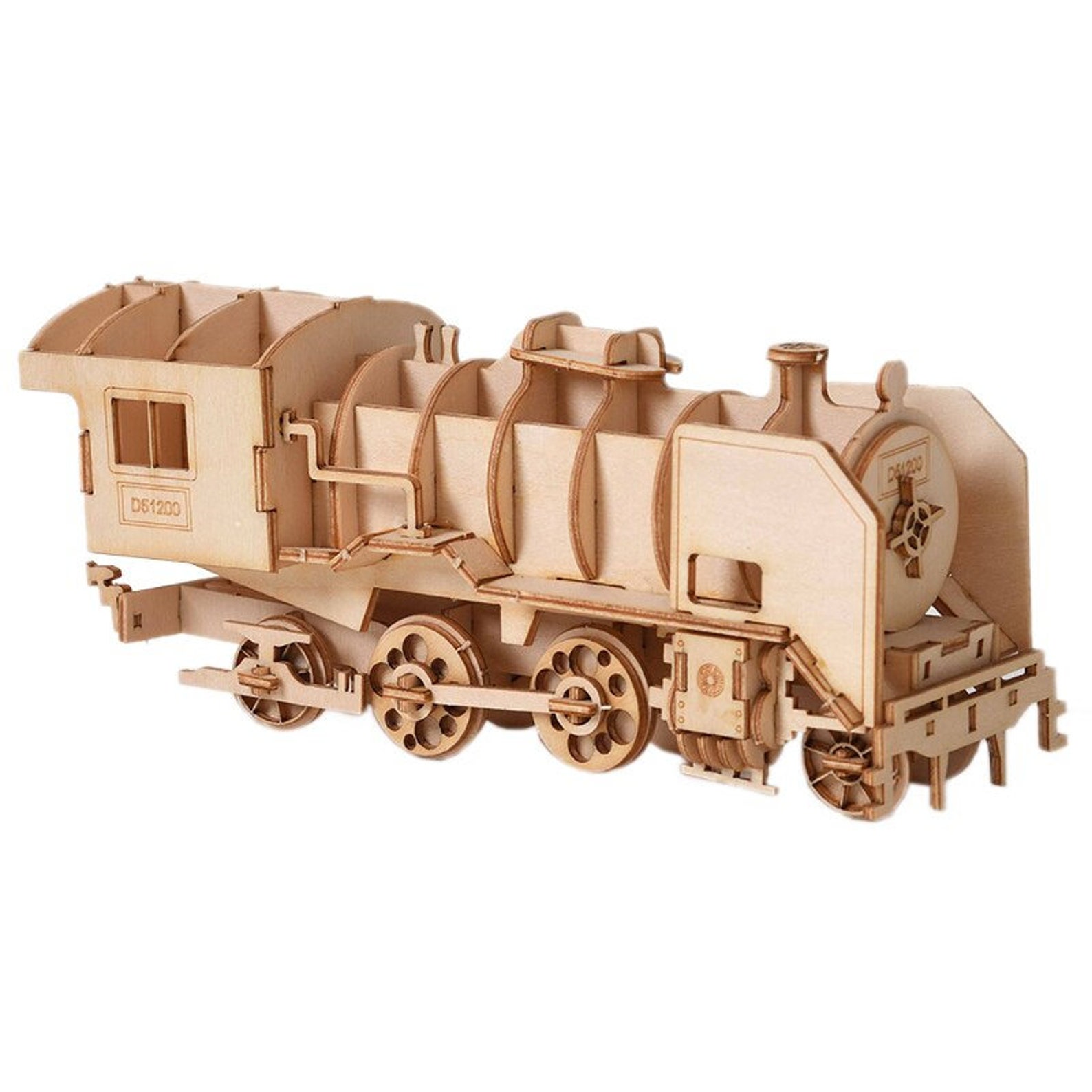 Steam Train Wooden Model Kit LaserCut Puzzle DIY Etsy