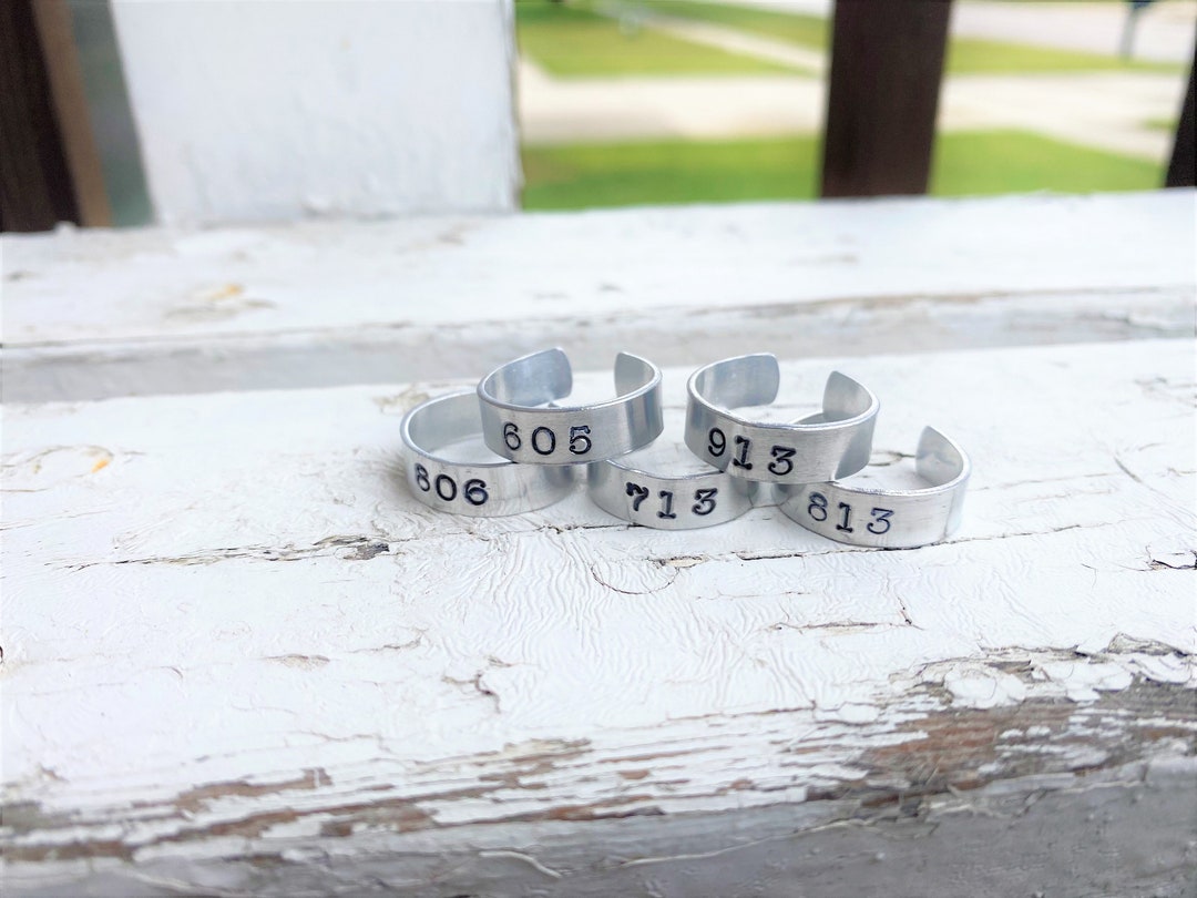 Area Code Personalized Adjustable Ring Western Style Texas - Etsy