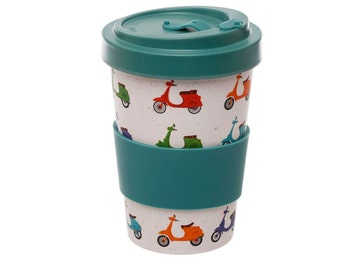 Scooter Print Reusable Bamboo Travel Cup.