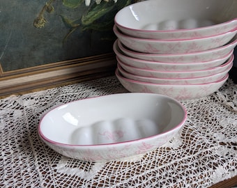 R B Bernarda (Portugal) vintage dead stock pink toile style soap dishes