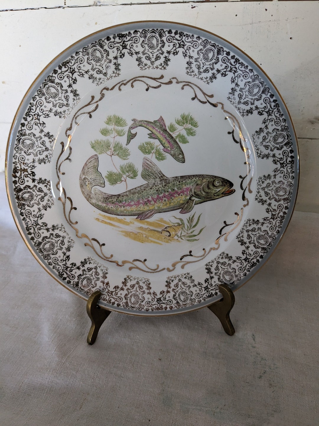 Vintage Fish Plate Decorated by LPH Ware of Norfolk for Thomas Etsy